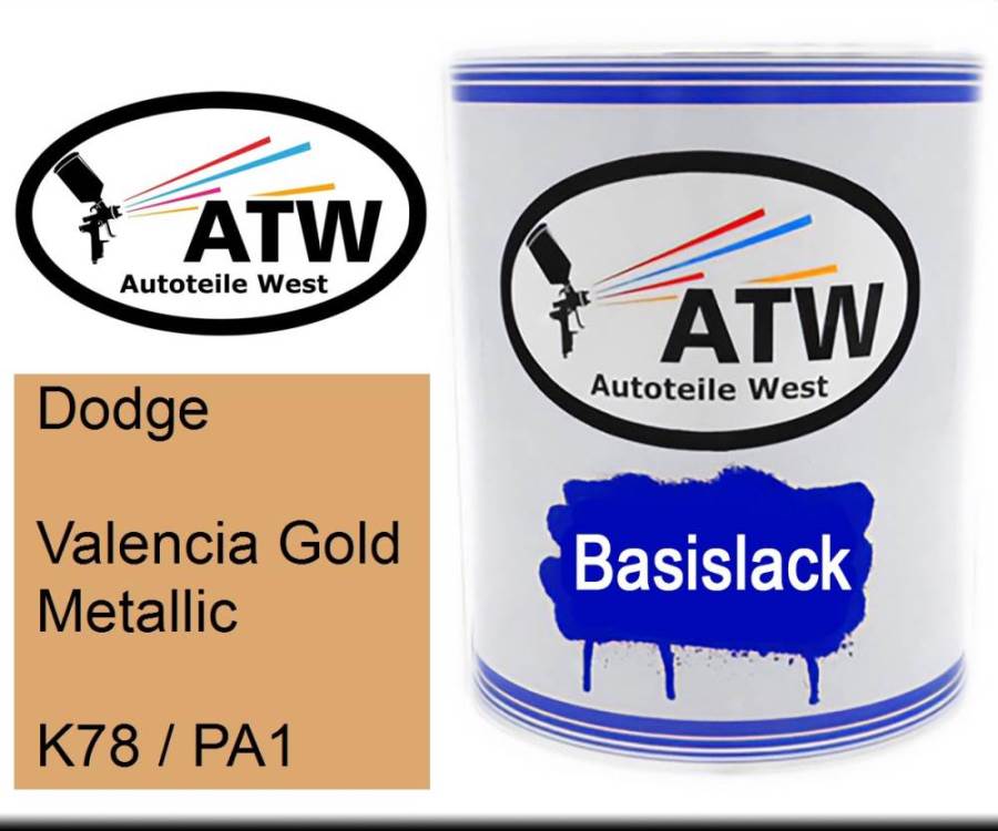 Dodge, Valencia Gold Metallic, K78 / PA1: 1L Lackdose, von ATW Autoteile West.